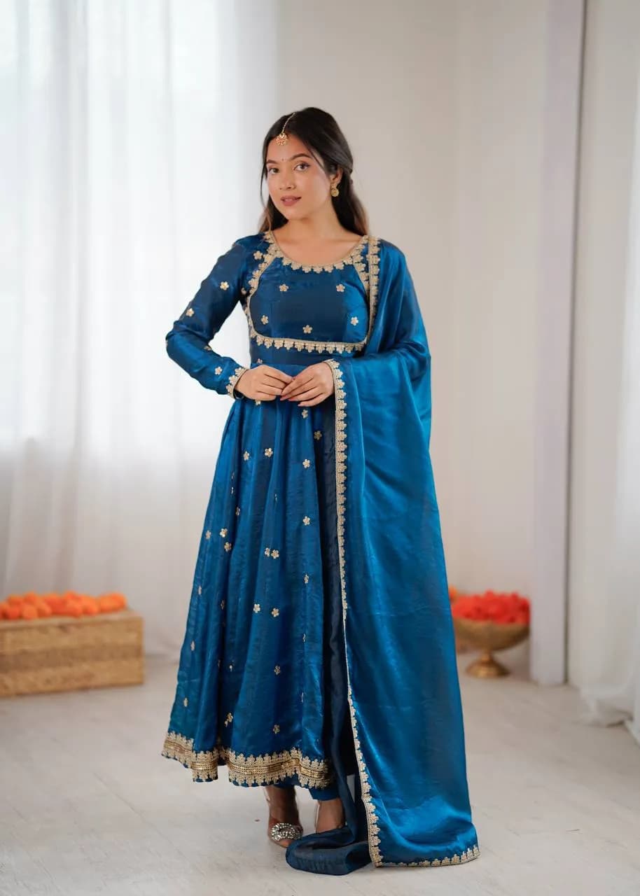 Fandy Silk Gown With Dupatta