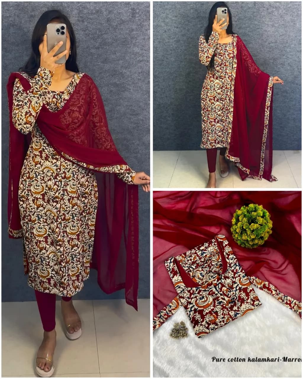 💗💗Viral Kalamkari Sideopen Kurti With Dupatta Set💗💗